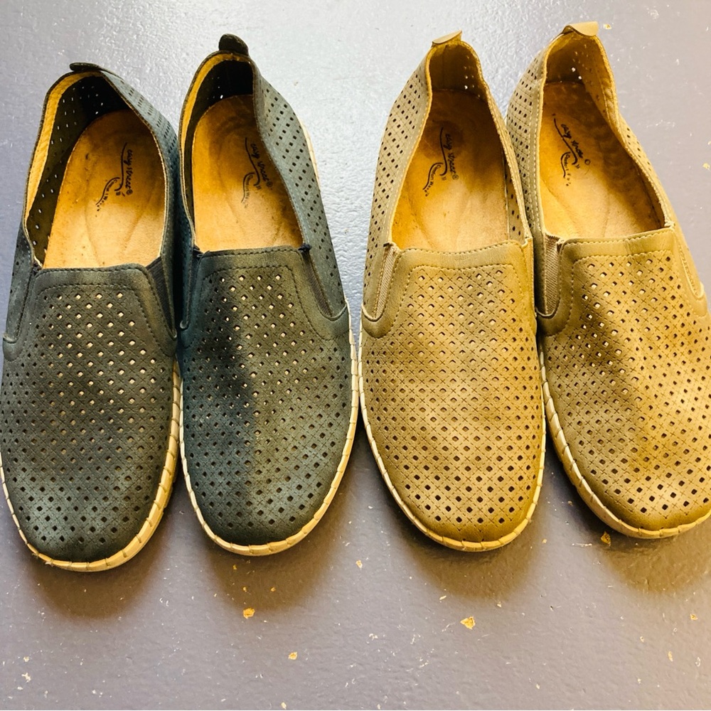 Easy Spirit Perforated Loafers, Set of 2, Size 7.5